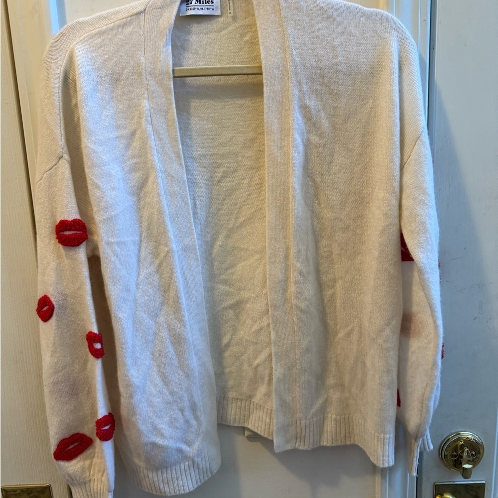 27 Miles 100% Cashmere Valentines Cardigan - Picture 2 of 9